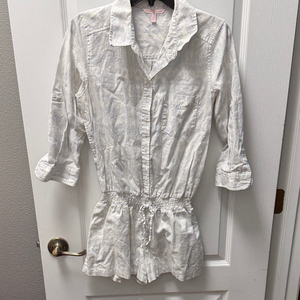 Victoria's Secret White Light Blue shorts romper